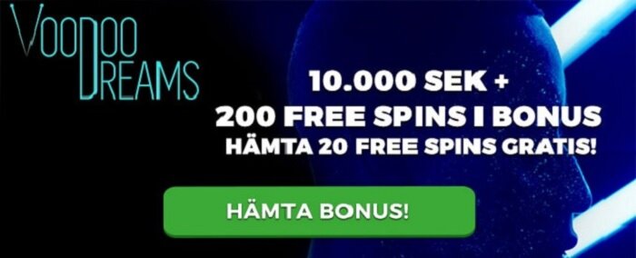 VoodooDreams – Få 10000 kronor extra och 200 free spins